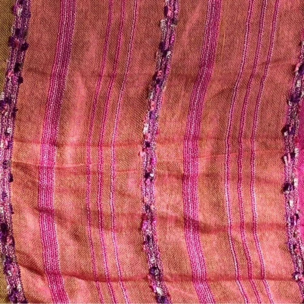Macy’s neon magenta hot pink viscose fringed oblong skinny scarf wrap